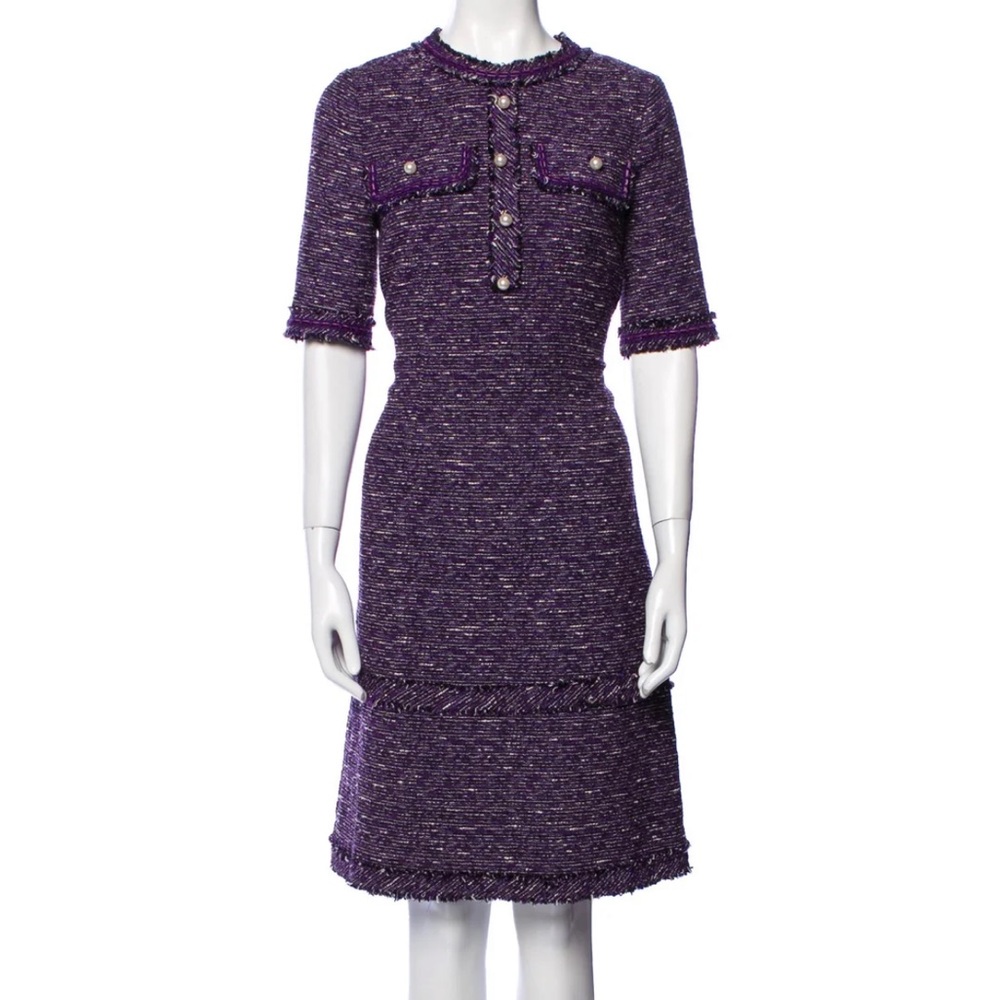 Rickie Freeman for Teri Jon Purple tweed Midi Dress